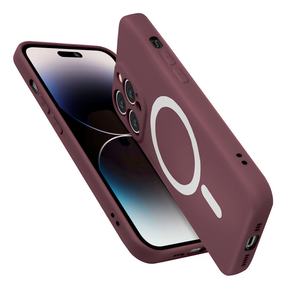 Shieldcase ShieldCase geschikt voor iPhone 14 Pro Max Magsafe hoesje siliconen zijde (bordeaux) + ShieldCase screenprotector - beschermglas iPhone bescherming - iPhone case bescherm hoesje + Screenprotector