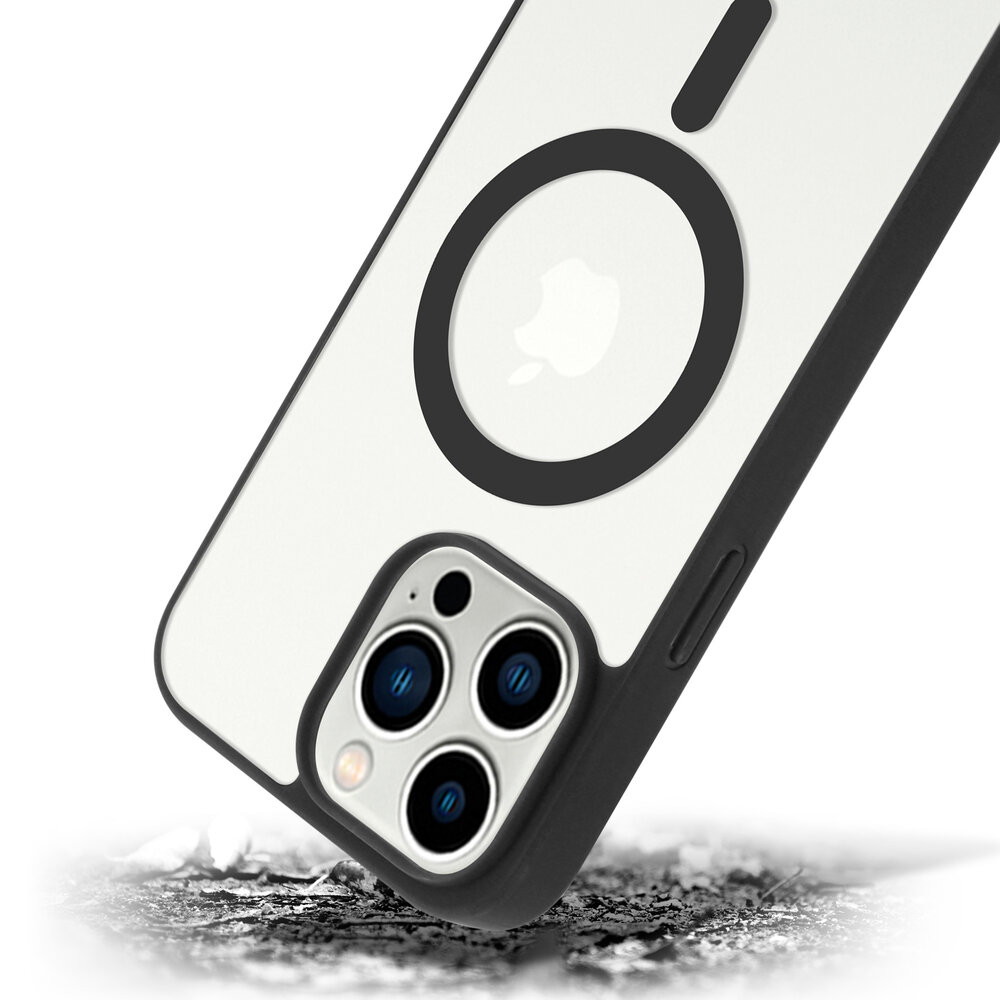 Shieldcase ShieldCase geschikt voor iPhone 14 Pro Max Magsafe hoesje transparant gekleurde rand (zwart) + ShieldCase screenprotector - beschermglas iPhone bescherming - iPhone case bescherm hoesje + Screenprotector