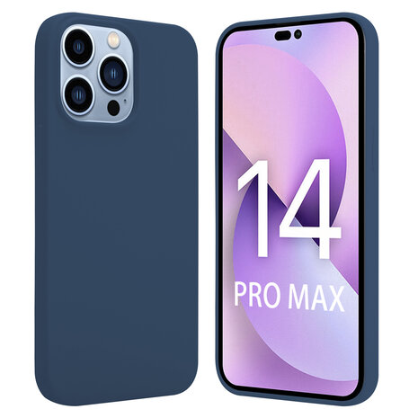 Shieldcase ShieldCase geschikt voor iPhone 14 Pro Max silicone case (donkerblauw) + ShieldCase screenprotector - beschermglas iPhone bescherming - iPhone case bescherm hoesje + Screenprotector