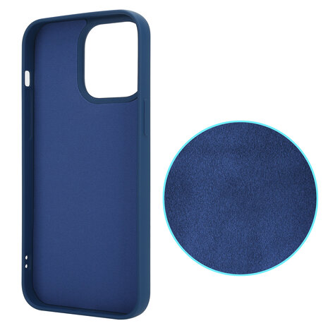 Shieldcase ShieldCase geschikt voor iPhone 14 Pro Max silicone case (donkerblauw) + ShieldCase screenprotector - beschermglas iPhone bescherming - iPhone case bescherm hoesje + Screenprotector