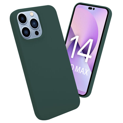 Shieldcase ShieldCase geschikt voor iPhone 14 Pro Max silicone case (donkergroen) + ShieldCase screenprotector - beschermglas iPhone bescherming - iPhone case bescherm hoesje + Screenprotector