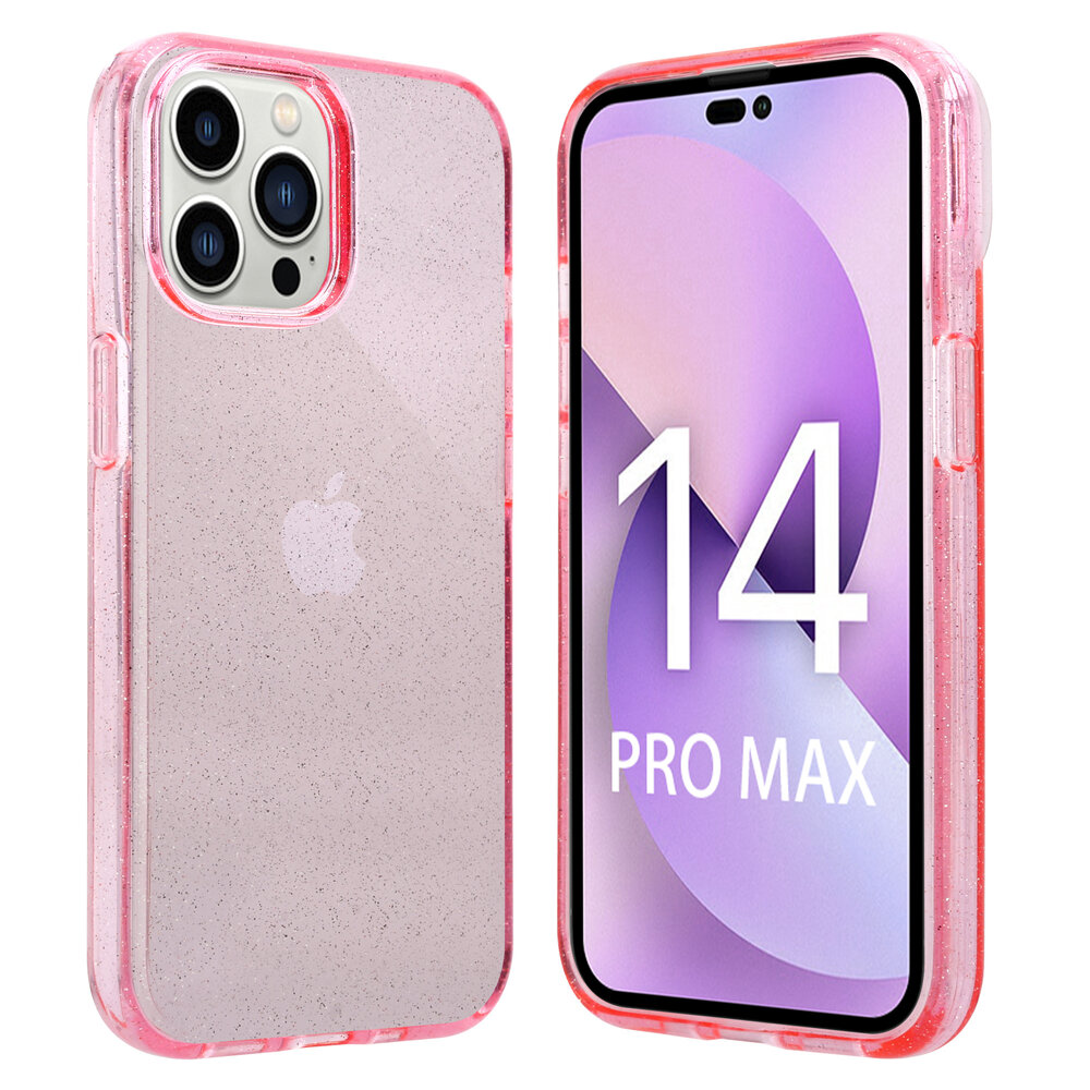 Shieldcase ShieldCase geschikt voor iPhone 14 Pro Max TPU Glitter case (roze) + ShieldCase screenprotector - beschermglas iPhone bescherming - iPhone case bescherm hoesje + Screenprotector