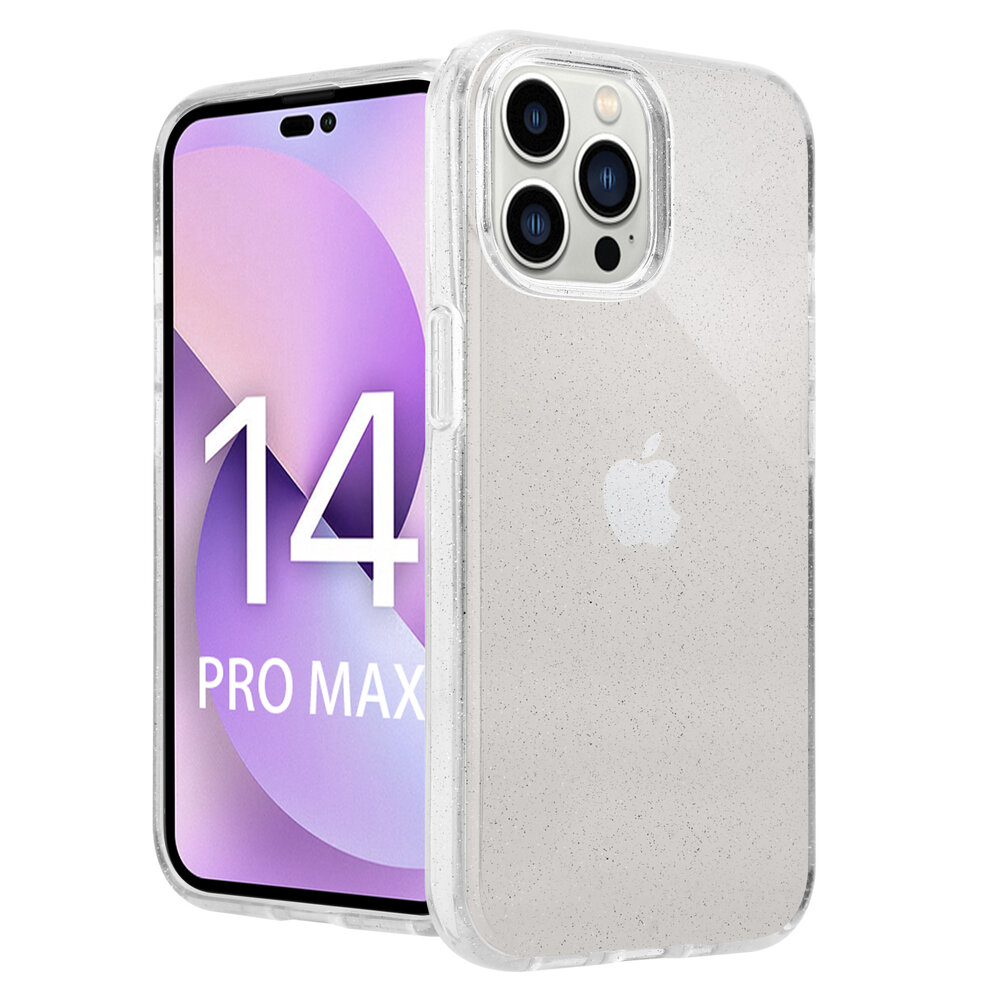 Shieldcase ShieldCase geschikt voor iPhone 14 Pro Max TPU Glitter case (transparant) + ShieldCase screenprotector - beschermglas iPhone bescherming - iPhone case bescherm hoesje + Screenprotector
