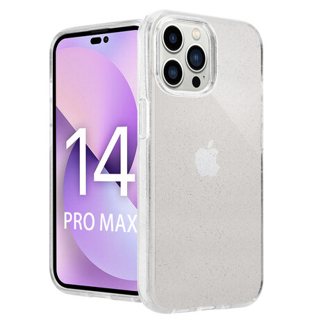 Shieldcase ShieldCase geschikt voor iPhone 14 Pro Max TPU Glitter case (transparant) + ShieldCase screenprotector - beschermglas iPhone bescherming - iPhone case bescherm hoesje + Screenprotector