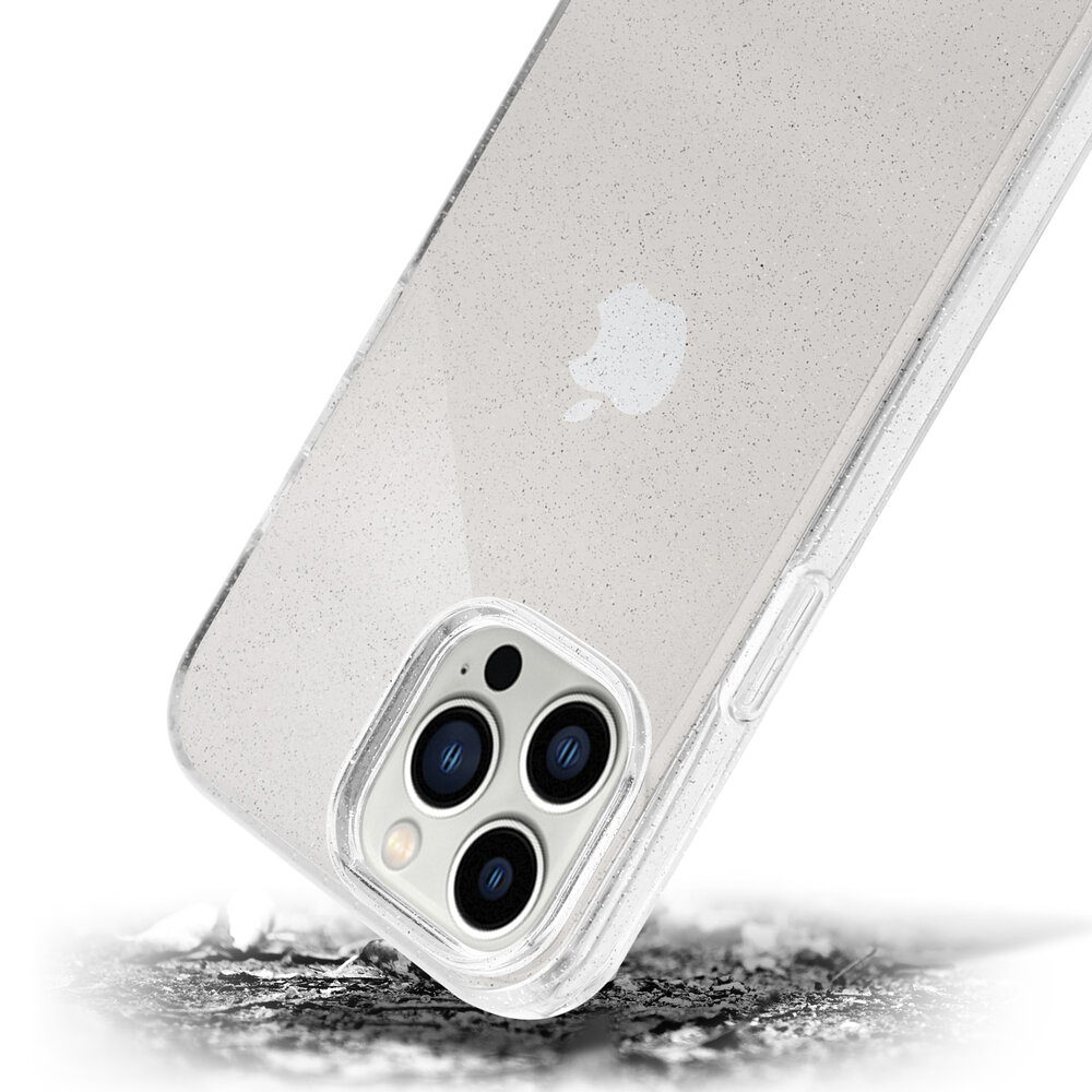 Shieldcase ShieldCase geschikt voor iPhone 14 Pro Max TPU Glitter case (transparant) + ShieldCase screenprotector - beschermglas iPhone bescherming - iPhone case bescherm hoesje + Screenprotector