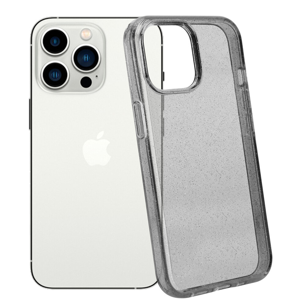 Shieldcase ShieldCase geschikt voor iPhone 14 Pro Max TPU Glitter case (zwart) + ShieldCase screenprotector - beschermglas iPhone bescherming - iPhone case bescherm hoesje + Screenprotector