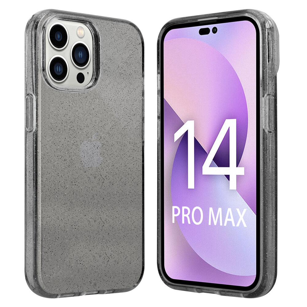 Shieldcase ShieldCase geschikt voor iPhone 14 Pro Max TPU Glitter case (zwart) + ShieldCase screenprotector - beschermglas iPhone bescherming - iPhone case bescherm hoesje + Screenprotector