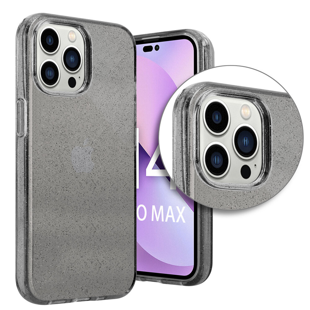 Shieldcase ShieldCase geschikt voor iPhone 14 Pro Max TPU Glitter case (zwart) + ShieldCase screenprotector - beschermglas iPhone bescherming - iPhone case bescherm hoesje + Screenprotector