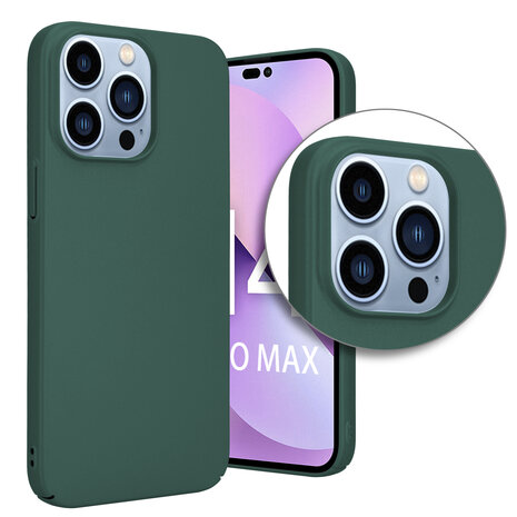 Shieldcase Shieldcase geschikt voor iPhone 14 Pro Max ultra thin case (groen) + ShieldCase screenprotector - beschermglas iPhone bescherming - iPhone case bescherm hoesje + Screenprotector