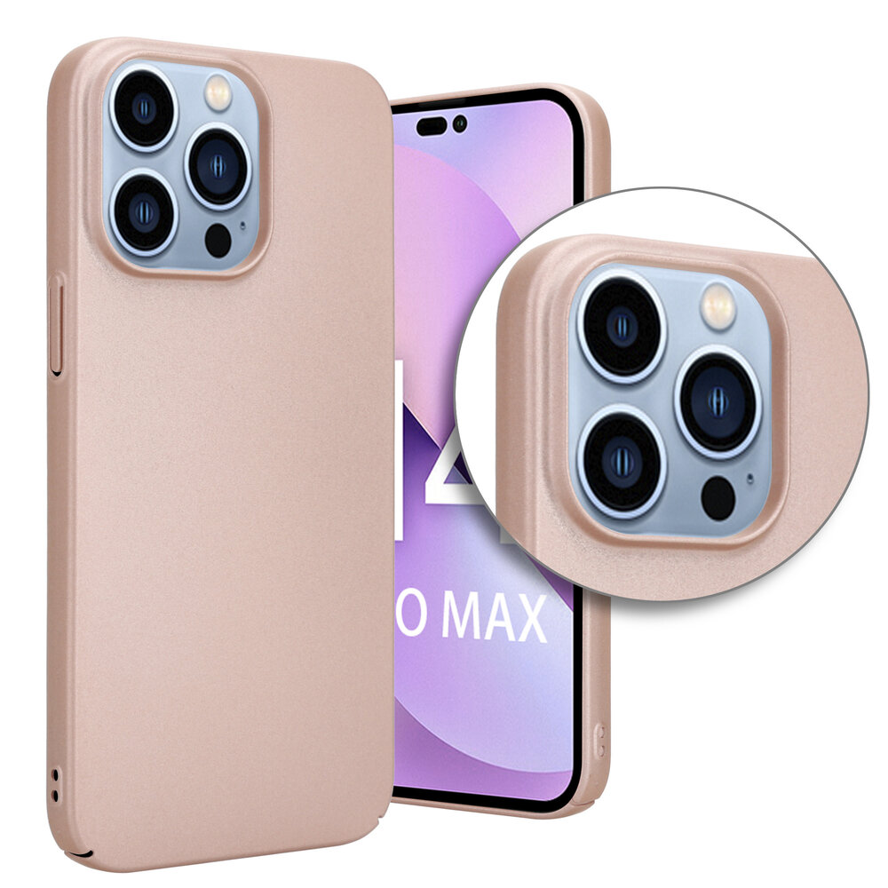 Shieldcase Shieldcase geschikt voor iPhone 14 Pro Max ultra thin case (rosé goud) + ShieldCase screenprotector - beschermglas iPhone bescherming - iPhone case bescherm hoesje + Screenprotector
