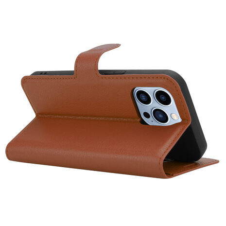 Shieldcase ShieldCase geschikt voor iPhone 14 Pro Max wallet case (bruin) + ShieldCase screenprotector - beschermglas iPhone bescherming - iPhone case bescherm hoesje + Screenprotector