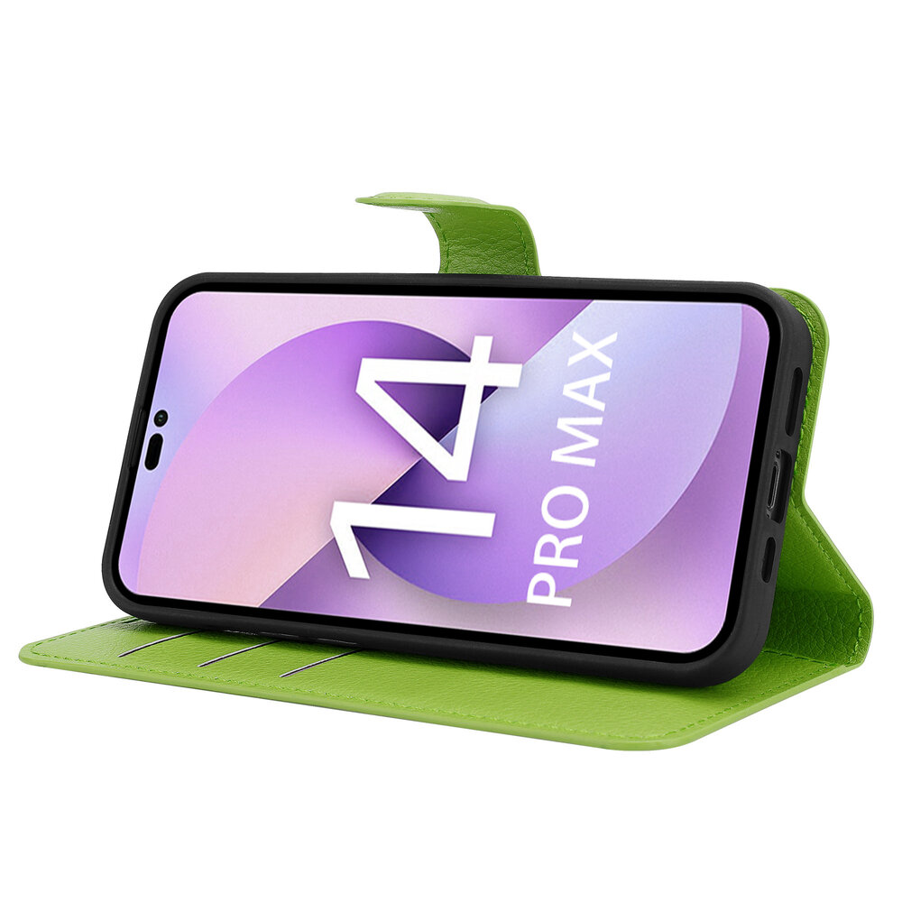 Shieldcase ShieldCase geschikt voor iPhone 14 Pro Max wallet case (groen) + ShieldCase screenprotector - beschermglas iPhone bescherming - iPhone case bescherm hoesje + Screenprotector