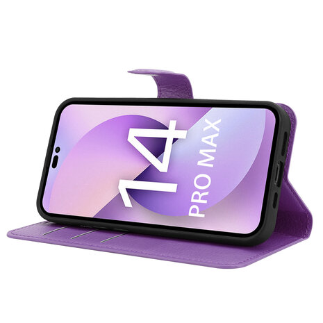 Shieldcase ShieldCase geschikt voor iPhone 14 Pro Max wallet case (paars) + ShieldCase screenprotector - beschermglas iPhone bescherming - iPhone case bescherm hoesje + Screenprotector