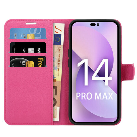 Shieldcase ShieldCase geschikt voor iPhone 14 Pro Max wallet case (roze)  + ShieldCase screenprotector - beschermglas iPhone bescherming - iPhone case bescherm hoesje + Screenprotector