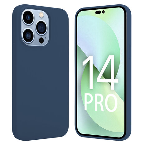 Shieldcase ShieldCase geschikt voor iPhone 14 Pro silicone case (donkerblauw) + ShieldCase screenprotector - beschermglas iPhone bescherming - iPhone case bescherm hoesje + Screenprotector