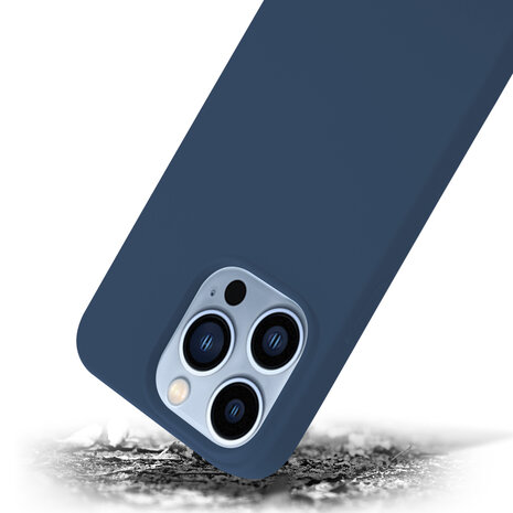 Shieldcase ShieldCase geschikt voor iPhone 14 Pro silicone case (donkerblauw) + ShieldCase screenprotector - beschermglas iPhone bescherming - iPhone case bescherm hoesje + Screenprotector