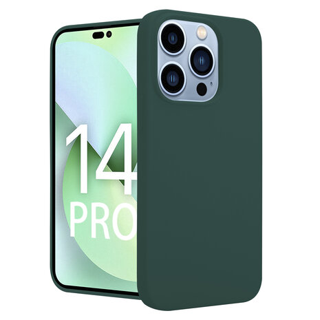 Shieldcase ShieldCase geschikt voor iPhone 14 Pro silicone case (donkergroen) + ShieldCase screenprotector - beschermglas iPhone bescherming - iPhone case bescherm hoesje + Screenprotector