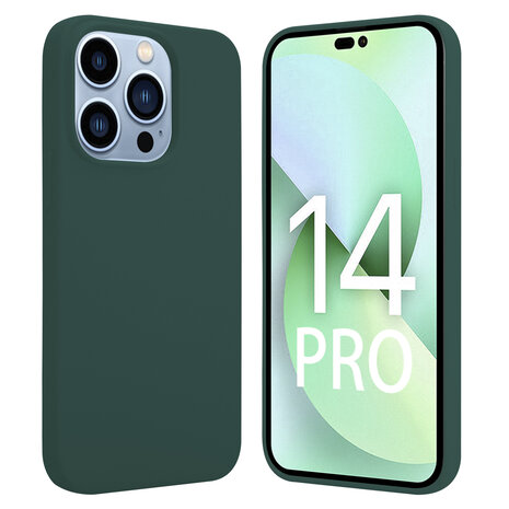 Shieldcase ShieldCase geschikt voor iPhone 14 Pro silicone case (donkergroen) + ShieldCase screenprotector - beschermglas iPhone bescherming - iPhone case bescherm hoesje + Screenprotector