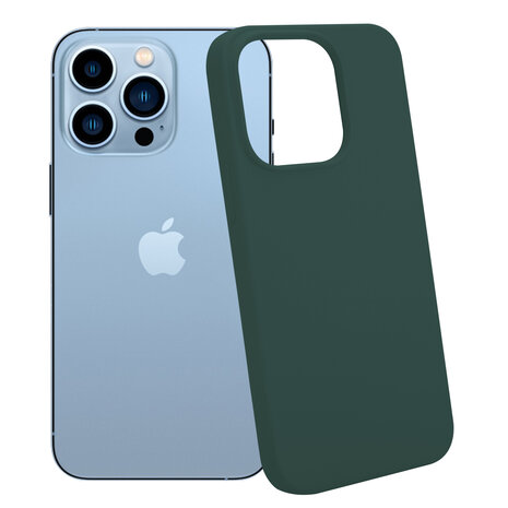 Shieldcase ShieldCase geschikt voor iPhone 14 Pro silicone case (donkergroen) + ShieldCase screenprotector - beschermglas iPhone bescherming - iPhone case bescherm hoesje + Screenprotector