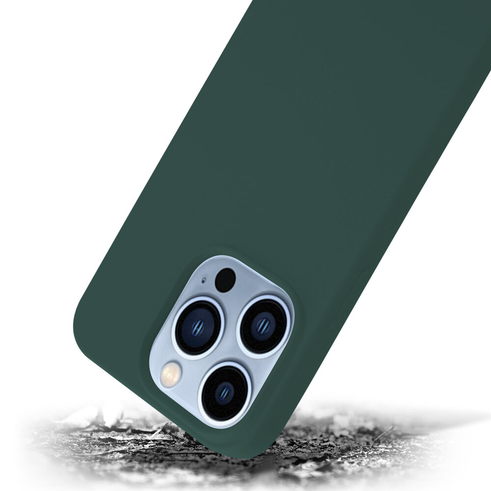 Shieldcase ShieldCase geschikt voor iPhone 14 Pro silicone case (donkergroen) + ShieldCase screenprotector - beschermglas iPhone bescherming - iPhone case bescherm hoesje + Screenprotector