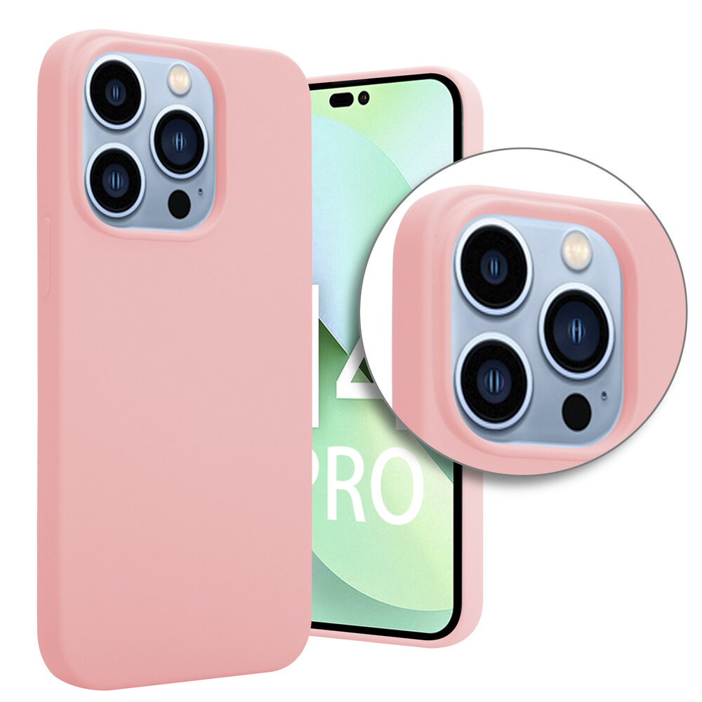 Shieldcase ShieldCase geschikt voor iPhone 14 Pro silicone case (roze) + ShieldCase screenprotector - beschermglas iPhone bescherming - iPhone case bescherm hoesje + Screenprotector