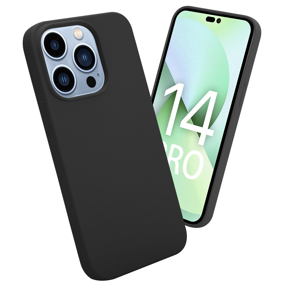 Shieldcase ShieldCase geschikt voor iPhone 14 Pro silicone case (zwart) + ShieldCase screenprotector - beschermglas iPhone bescherming - iPhone case bescherm hoesje + Screenprotector