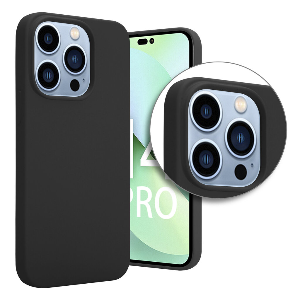 Shieldcase ShieldCase geschikt voor iPhone 14 Pro silicone case (zwart) + ShieldCase screenprotector - beschermglas iPhone bescherming - iPhone case bescherm hoesje + Screenprotector