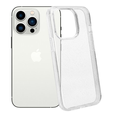 Shieldcase ShieldCase geschikt voor iPhone 14 Pro TPU Glitter case (transparant) + ShieldCase screenprotector - beschermglas iPhone bescherming - iPhone case bescherm hoesje + Screenprotector
