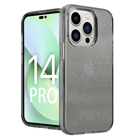 Shieldcase ShieldCase geschikt voor iPhone 14 Pro TPU Glitter case (zwart) + ShieldCase screenprotector - beschermglas iPhone bescherming - iPhone case bescherm hoesje + Screenprotector