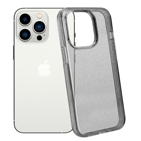 Shieldcase ShieldCase geschikt voor iPhone 14 Pro TPU Glitter case (zwart) + ShieldCase screenprotector - beschermglas iPhone bescherming - iPhone case bescherm hoesje + Screenprotector