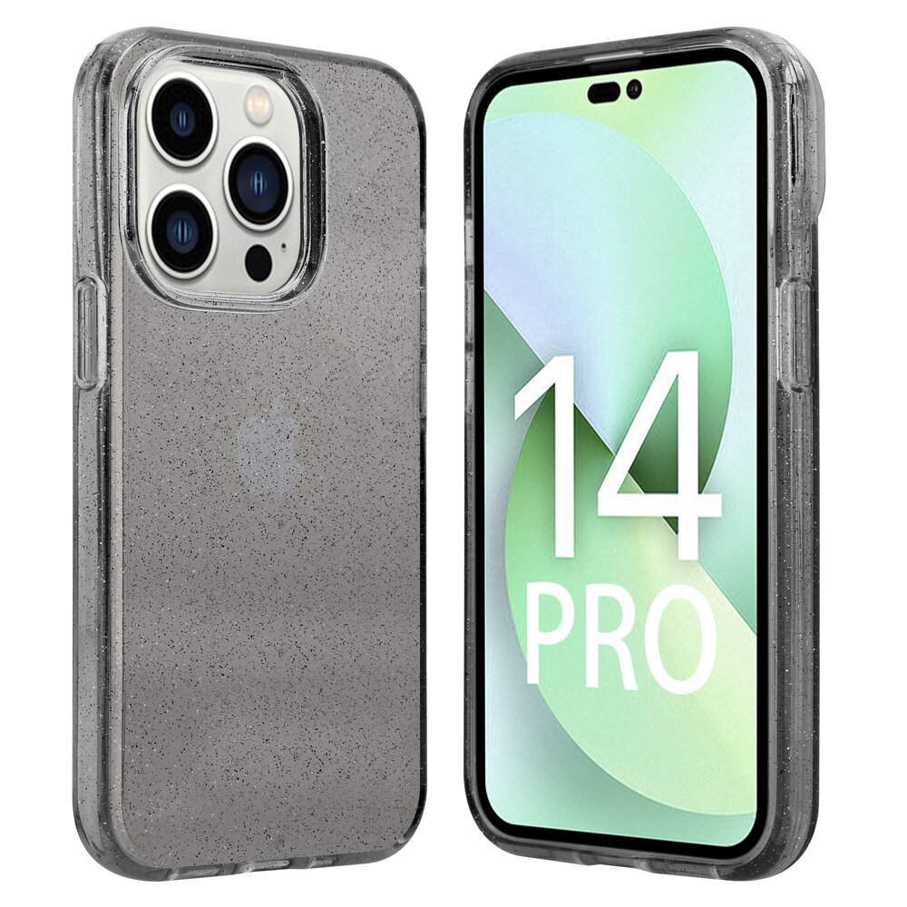 Shieldcase ShieldCase geschikt voor iPhone 14 Pro TPU Glitter case (zwart) + ShieldCase screenprotector - beschermglas iPhone bescherming - iPhone case bescherm hoesje + Screenprotector