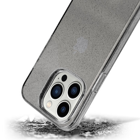 Shieldcase ShieldCase geschikt voor iPhone 14 Pro TPU Glitter case (zwart) + ShieldCase screenprotector - beschermglas iPhone bescherming - iPhone case bescherm hoesje + Screenprotector