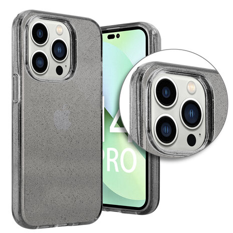 Shieldcase ShieldCase geschikt voor iPhone 14 Pro TPU Glitter case (zwart) + ShieldCase screenprotector - beschermglas iPhone bescherming - iPhone case bescherm hoesje + Screenprotector