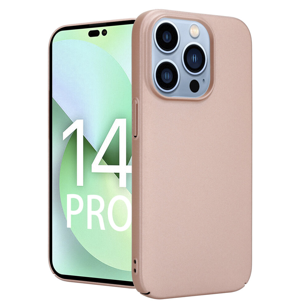 Shieldcase Shieldcase geschikt voor iPhone 14 Pro ultra thin case (rosé goud) + ShieldCase screenprotector - beschermglas iPhone bescherming - iPhone case bescherm hoesje + Screenprotector