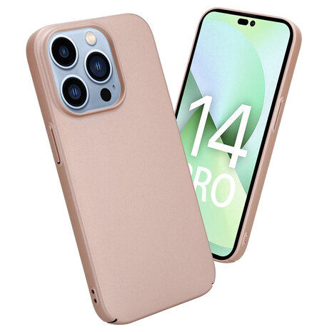 Shieldcase Shieldcase geschikt voor iPhone 14 Pro ultra thin case (rosé goud) + ShieldCase screenprotector - beschermglas iPhone bescherming - iPhone case bescherm hoesje + Screenprotector