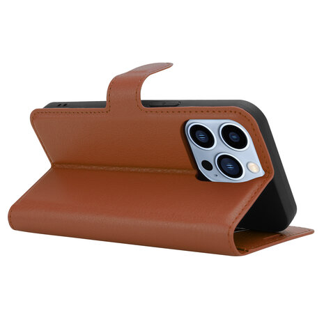 Shieldcase ShieldCase geschikt voor iPhone 14 Pro wallet case (bruin) + ShieldCase screenprotector - beschermglas iPhone bescherming - iPhone case bescherm hoesje + Screenprotector