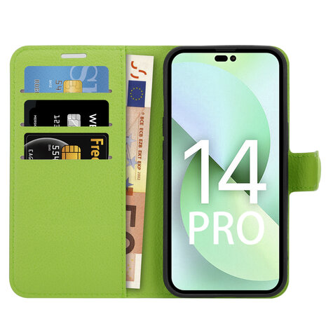 Shieldcase ShieldCase geschikt voor iPhone 14 Pro wallet case (groen) + ShieldCase screenprotector - beschermglas iPhone bescherming - iPhone case bescherm hoesje + Screenprotector