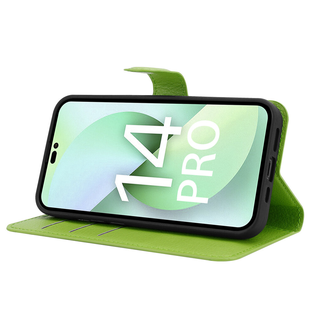 Shieldcase ShieldCase geschikt voor iPhone 14 Pro wallet case (groen) + ShieldCase screenprotector - beschermglas iPhone bescherming - iPhone case bescherm hoesje + Screenprotector