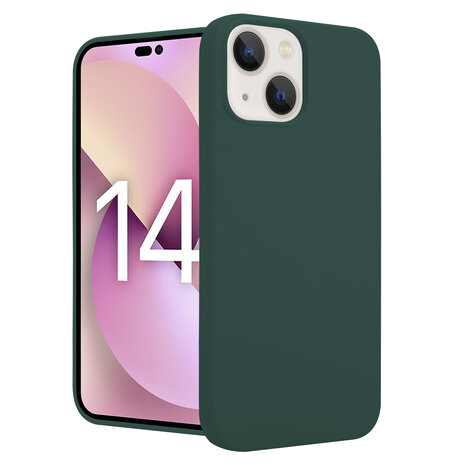 Shieldcase ShieldCase geschikt voor iPhone 14 silicone case (donkergroen) + ShieldCase screenprotector - beschermglas iPhone bescherming - iPhone case bescherm hoesje + Screenprotector