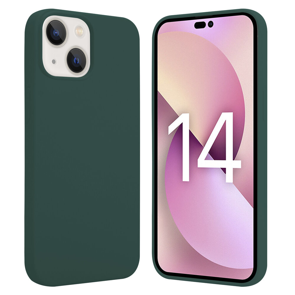 Shieldcase ShieldCase geschikt voor iPhone 14 silicone case (donkergroen) + ShieldCase screenprotector - beschermglas iPhone bescherming - iPhone case bescherm hoesje + Screenprotector