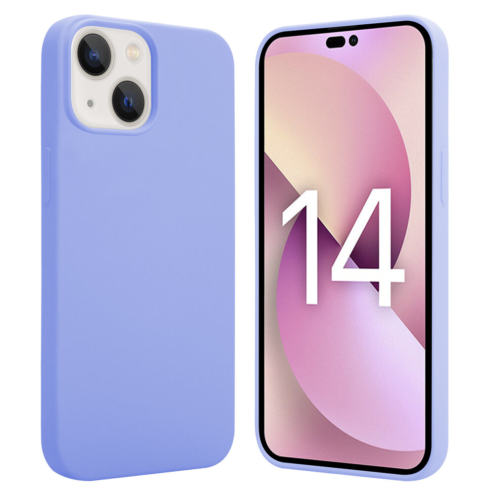 Shieldcase ShieldCase geschikt voor iPhone 14 silicone case (paars) + ShieldCase screenprotector - beschermglas iPhone bescherming - iPhone case bescherm hoesje + Screenprotector