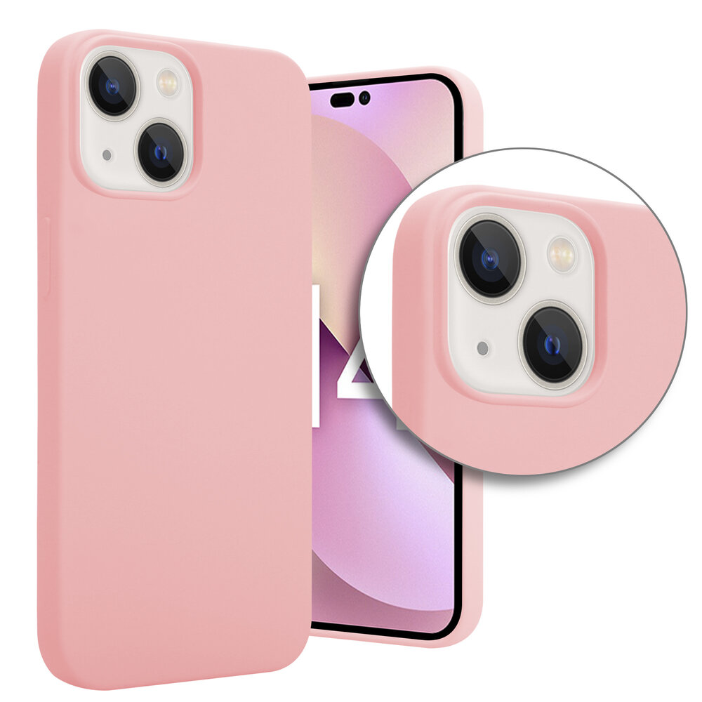 Shieldcase ShieldCase geschikt voor iPhone 14 silicone case (roze) + ShieldCase screenprotector - beschermglas iPhone bescherming - iPhone case bescherm hoesje + Screenprotector