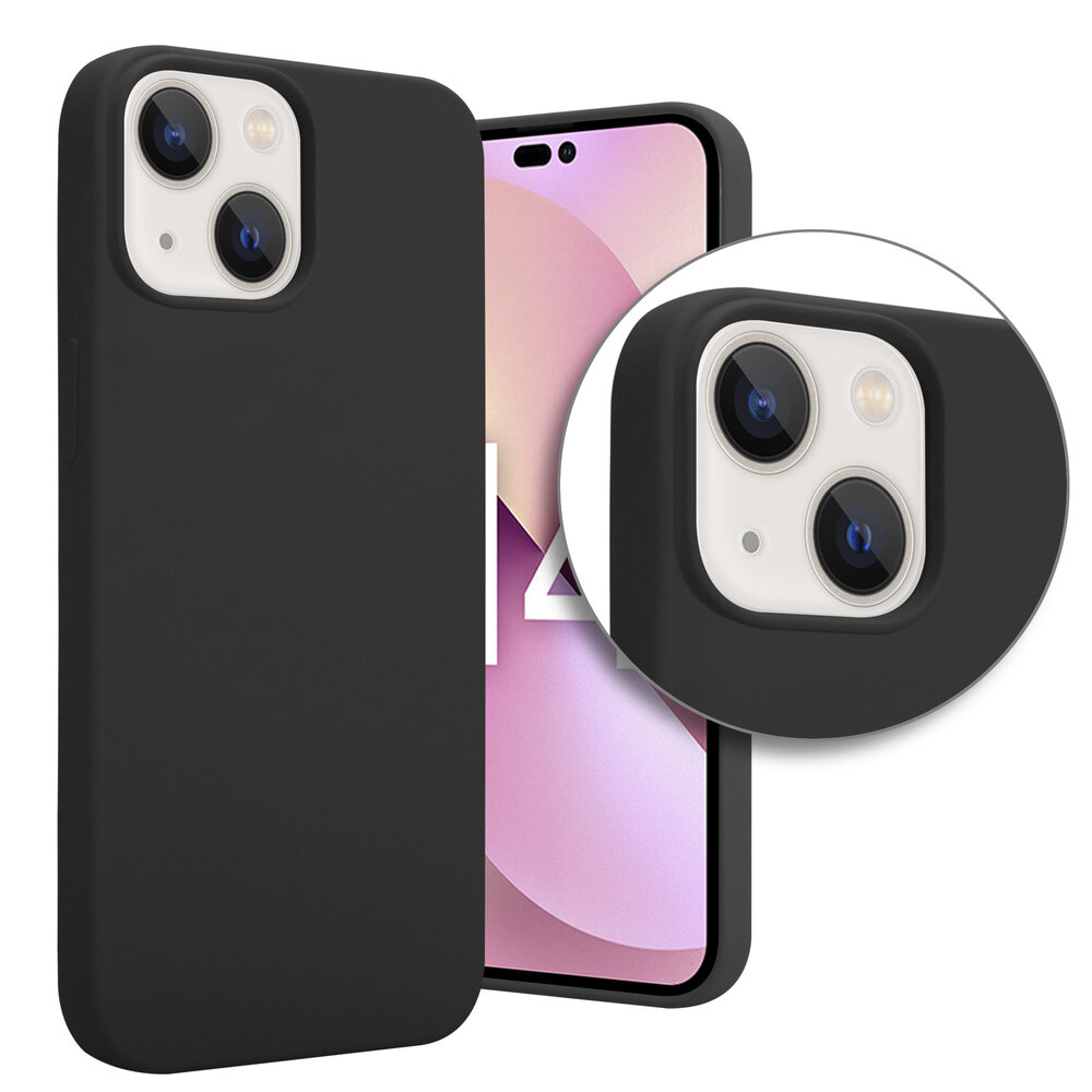 Shieldcase ShieldCase geschikt voor iPhone 14 silicone case (zwart) + ShieldCase screenprotector - beschermglas iPhone bescherming - iPhone case bescherm hoesje + Screenprotector