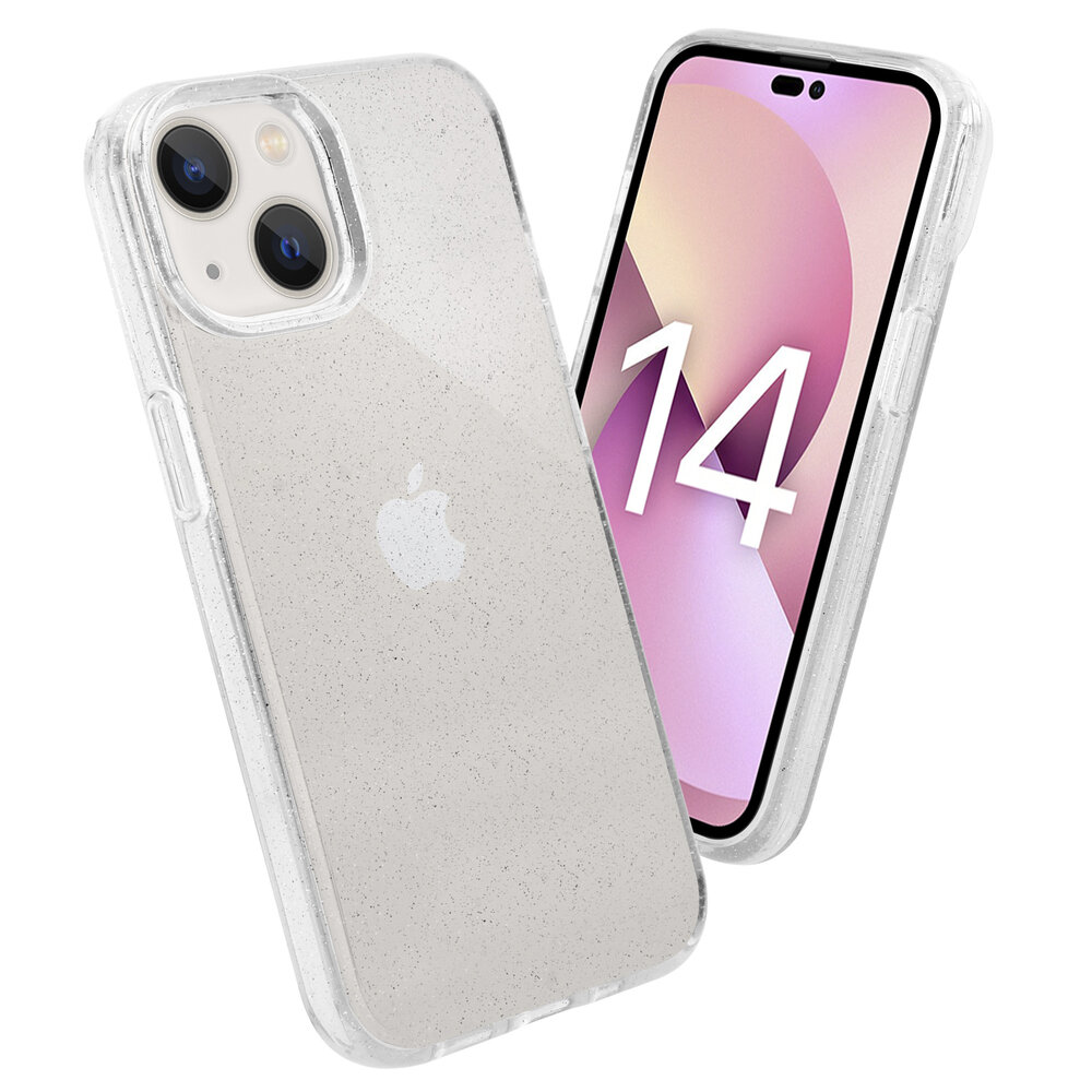 Shieldcase ShieldCase geschikt voor iPhone 14 TPU Glitter case (transparant) + ShieldCase screenprotector - beschermglas iPhone bescherming - iPhone case bescherm hoesje + Screenprotector