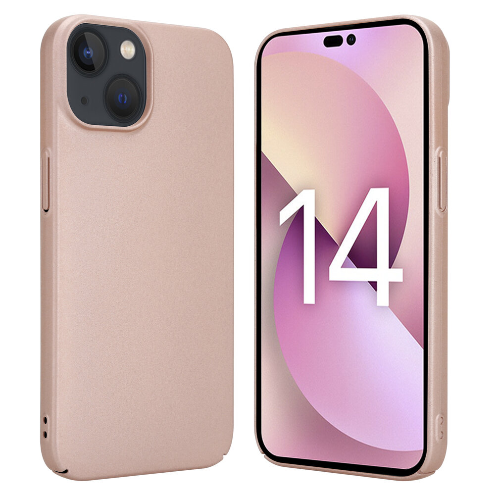 Shieldcase Shieldcase geschikt voor iPhone 14 ultra thin case (rosé goud) + ShieldCase screenprotector - beschermglas iPhone bescherming - iPhone case bescherm hoesje + Screenprotector