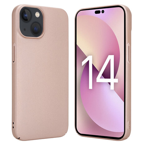Shieldcase Shieldcase geschikt voor iPhone 14 ultra thin case (rosé goud) + ShieldCase screenprotector - beschermglas iPhone bescherming - iPhone case bescherm hoesje + Screenprotector