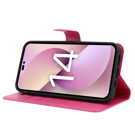 Shieldcase ShieldCase geschikt voor iPhone 14 wallet case (roze)  + ShieldCase screenprotector - beschermglas iPhone bescherming - iPhone case bescherm hoesje + Screenprotector