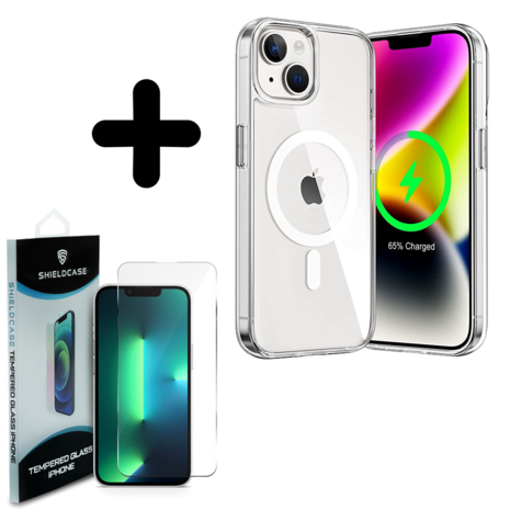 Shieldcase ShieldCase geschikt voor iPhone 14 transparant hoesje Magsafe compatible + ShieldCase screenprotector - beschermglas iPhone bescherming - iPhone case bescherm hoesje + Screenprotector