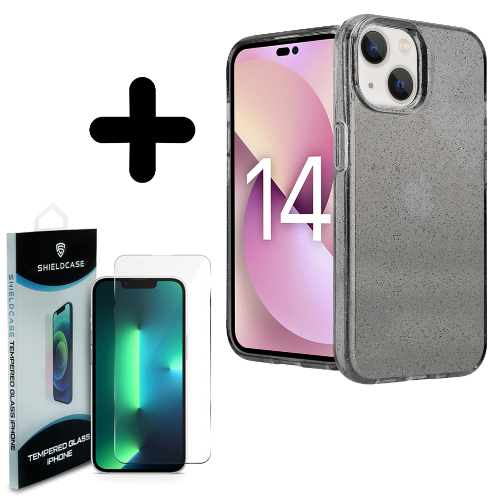 Shieldcase ShieldCase geschikt voor iPhone 14 TPU Glitter case (zwart) + ShieldCase screenprotector - beschermglas iPhone bescherming - iPhone case bescherm hoesje + Screenprotector Shieldcase ShieldCase geschikt voor iPhone 14 TPU Glitter case (zwart) + ShieldCase screenprotector - beschermglas iPhone bescherming - iPhone case bescherm hoesje + Screenprotector