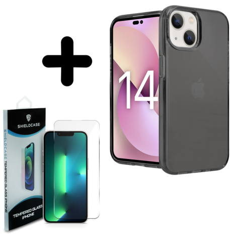 Shieldcase ShieldCase geschikt voor iPhone 14 TPU case (zwart) + ShieldCase screenprotector - beschermglas iPhone bescherming - iPhone case bescherm hoesje + Screenprotector